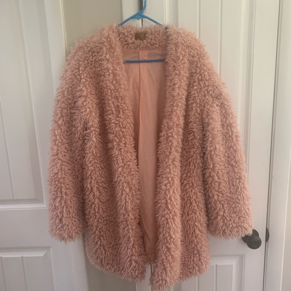 Chic pink POL shag coat